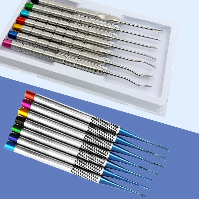 7Pcs Titanium Alloy Dental Luxating Elevator Kit, Dental Instruments for Atraumatic Minimally Invasive Root Extraction Surgery