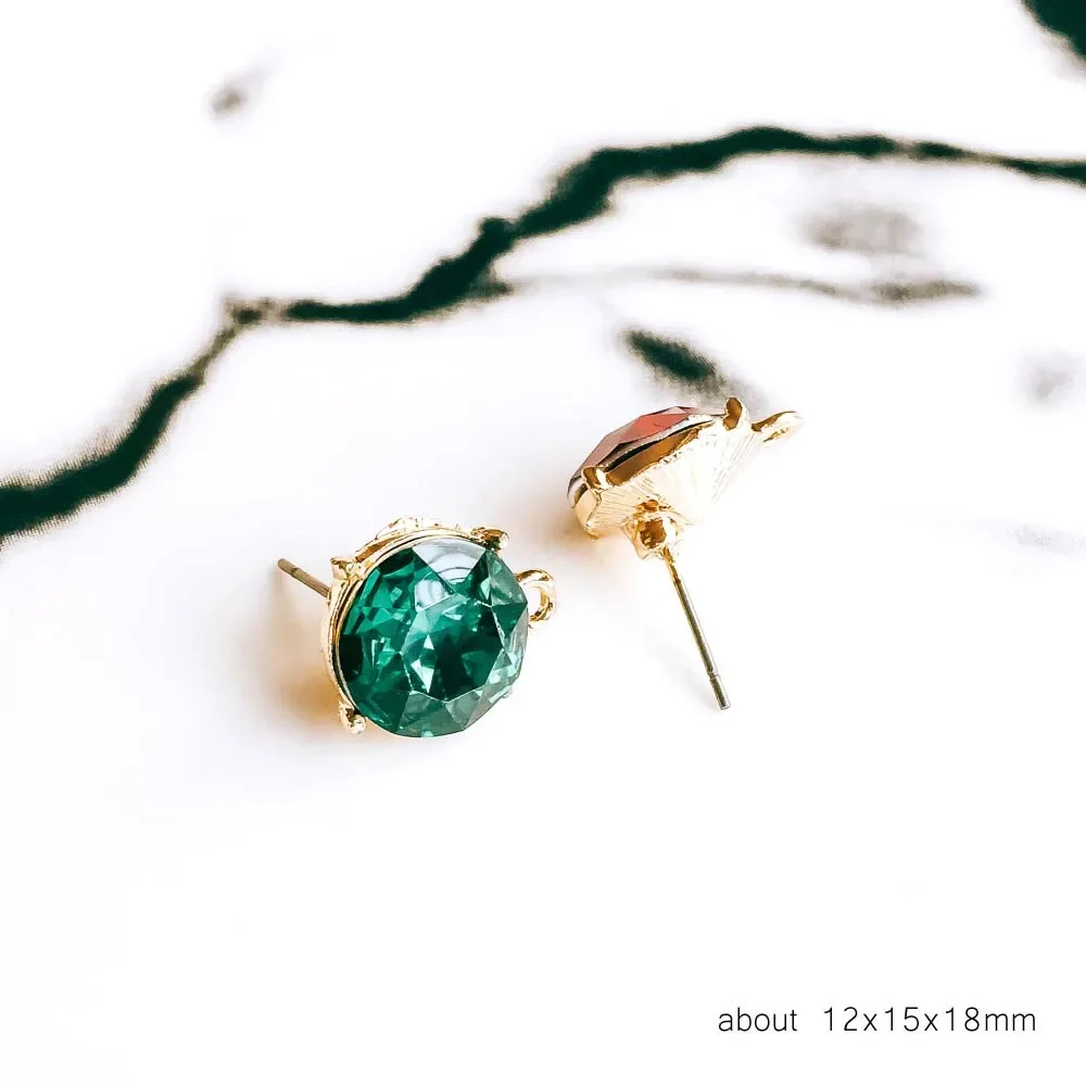 Rhinestone Crystal KC Gold Plated Stud Earrings 6 Colors Ear Accessories Jewelry Component Diy Material Handmade 6pcs