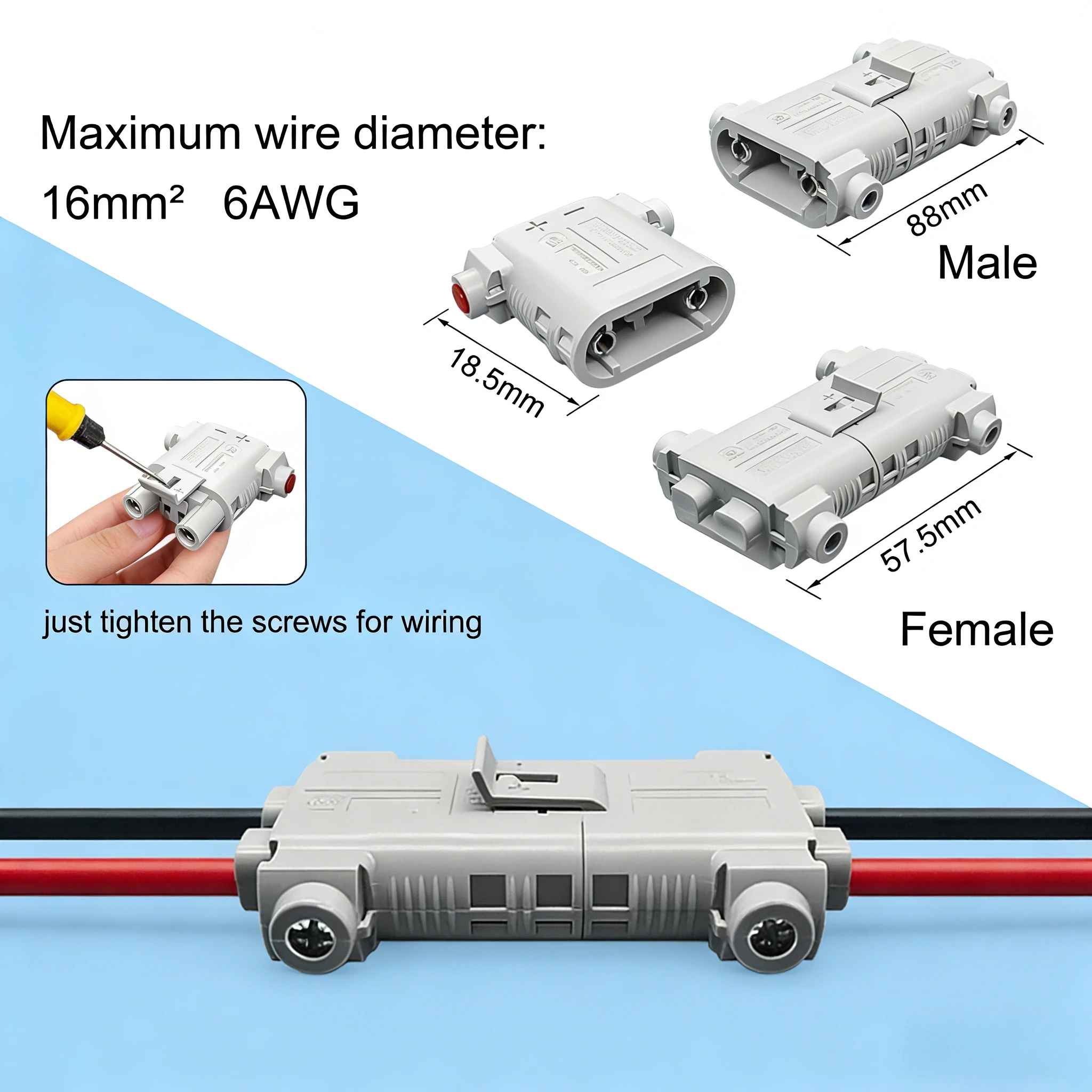 Plugs for 10-6AWG Wire 12/24V 100A Truck Detachment Plug Waterproof Charging Parking Air Connector Conditioning Anti Male Female