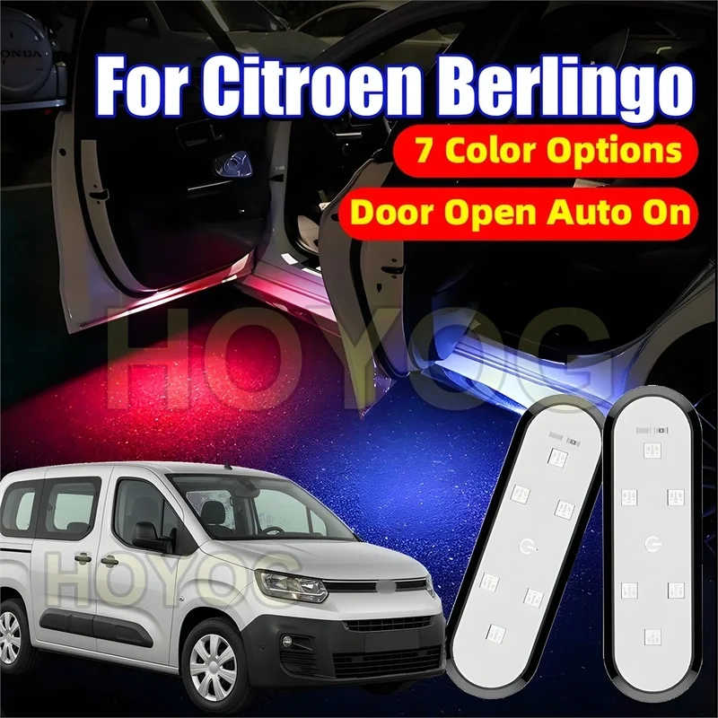 Fit for Citroen Berlingo 2008-2026 LED Car Door Welcome Lamp with Automatic On/Off and a USB Rechargeable Battery