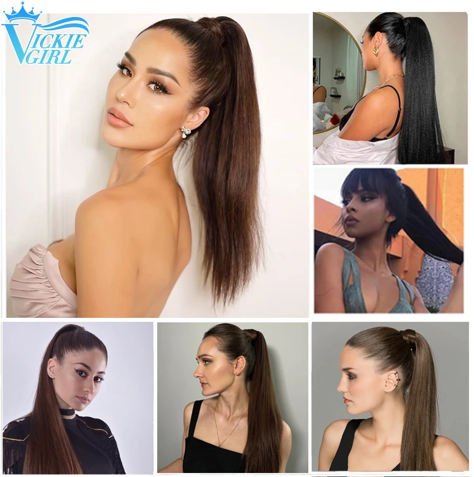 Ponytail Human Hair Wrap Around Drawstring Brazilian 14-26 inch 100% Human Hair Ponytail Extensions 60g/80g/100g/120g/150g