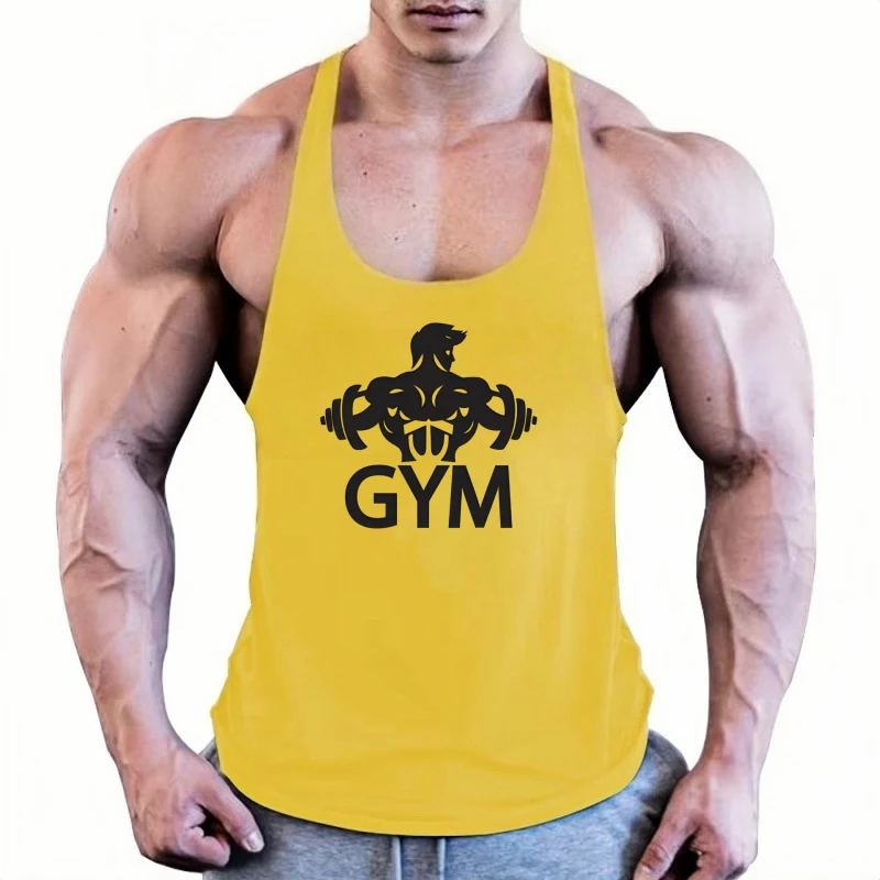 

Gym Sleeveless Fitness Shirt Men, Cotton Slim Fit Breathable Tank Top, Bodybuilding Muscle Singlet for Daily Training