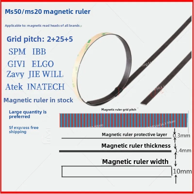 MB20-50 magnetic grid ruler magnetic stripe tape MS50/MB500AS/200MSR reading head