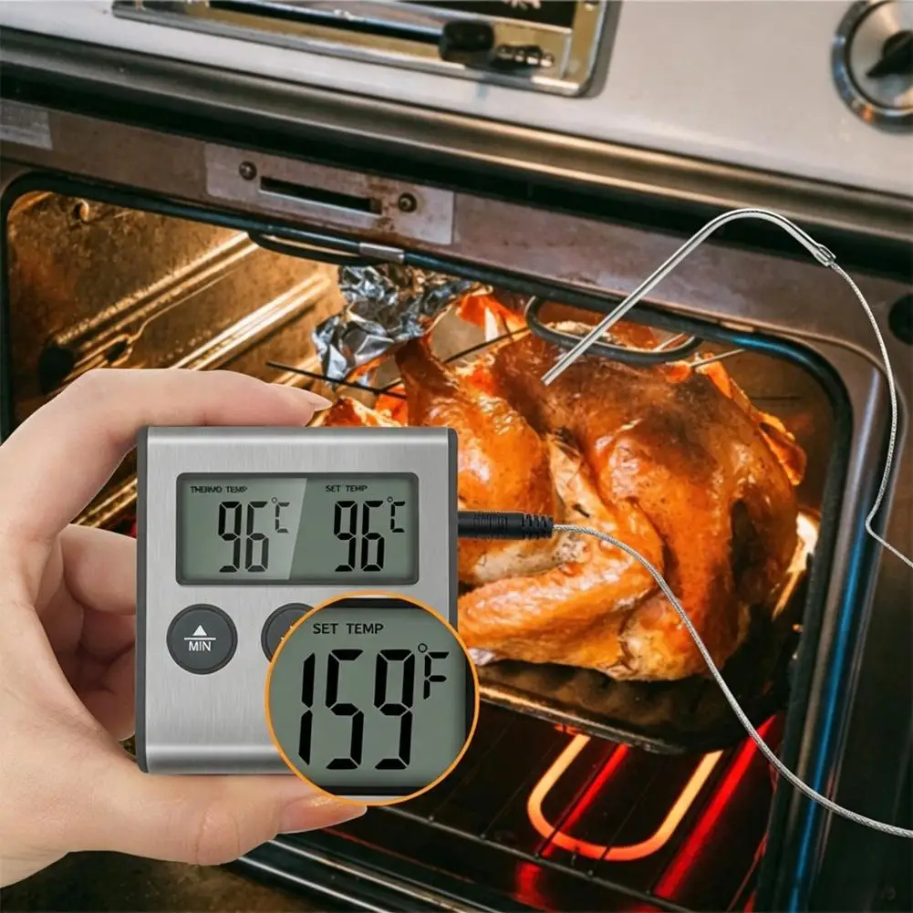 Kitchen Digital Cooking Thermometer Meat Food Temperature For Oven BBQ Grill Timer Function With Probe Heat Meter For Cooking ﻿
