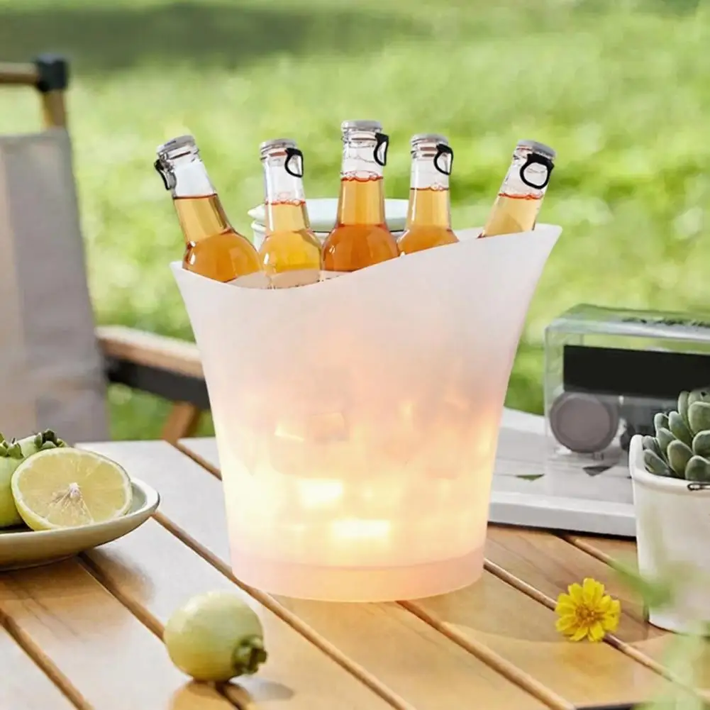 New Waterproof Plastic LED Ice Bucket Champagne Beer Bucket LED Light Up 5L Bars Night Party LED Bars Nightclubs