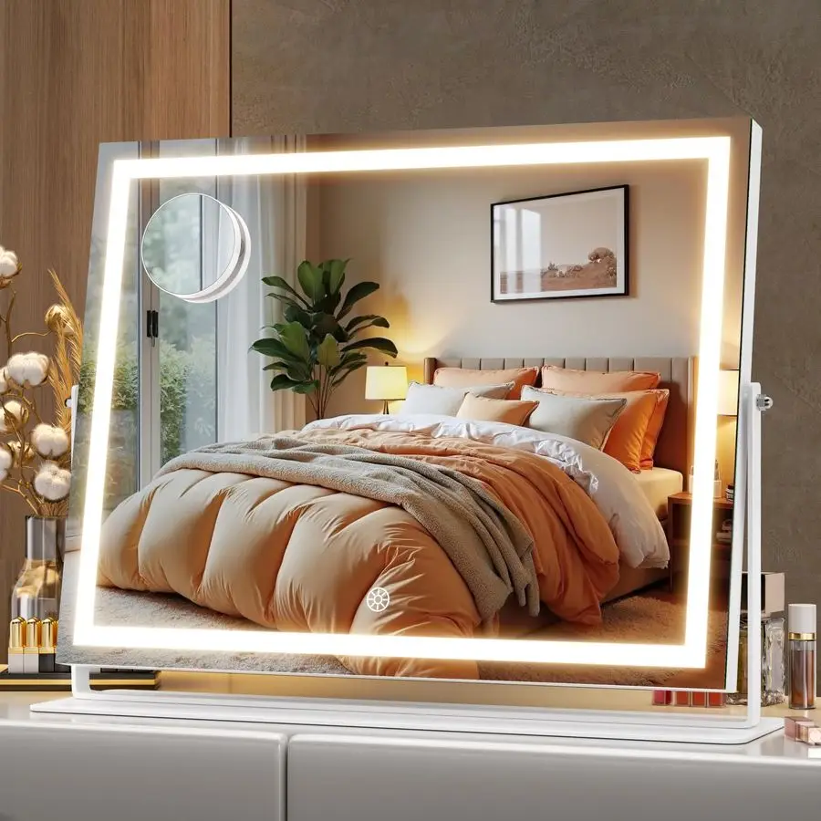 

Vanity Mirror with Lights17.7 x 13.8 LED Makeup Mirror, 3 Color Modes Touch Control and Brightness Adjustment Lighting Mirror, 1