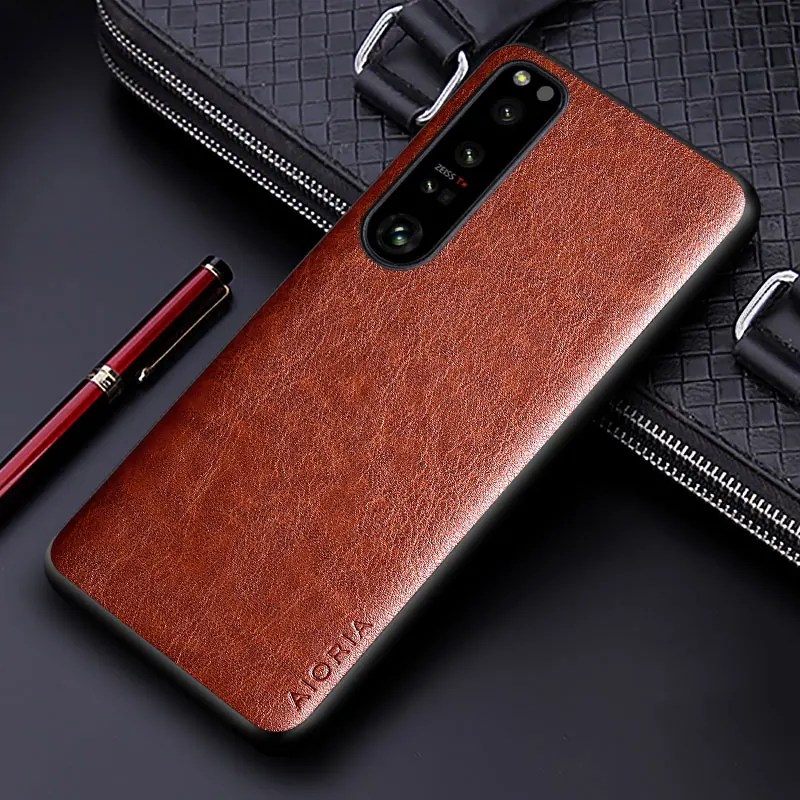 Luxury PU leather Case for Sony Xperia 1 5 10 Ace IV III V II 2 XZ4 XZ3 Pro-I Business solid color phone cover Soft TPU&Hard PC