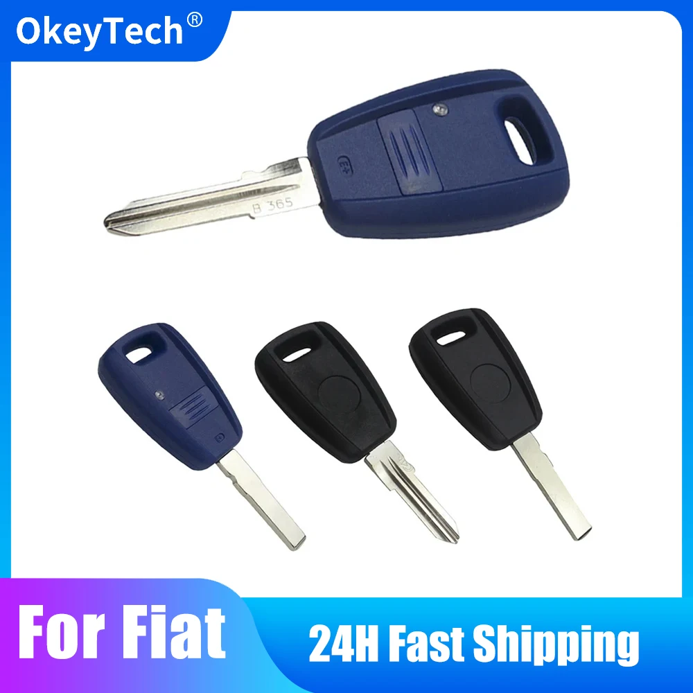 

OkeyTech Transponder Key Shell Blue/Black Auto Car Cover Case for Fiat Punto Doblo Bravo Seicento Stilo Uncut SIP22/GT15R Blade