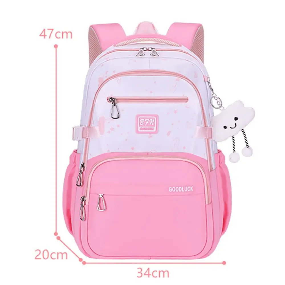 Simple Nylon Backpack with Pendant Large Capacity Schoolbag Alleviate Burden Waterproof Shoulders Bag School Office