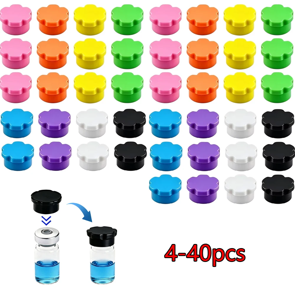 4-40pcs Peptide Vial Caps 3ml Glass Vials Silicone Reusable Seals Covers for 1/2/3ml Vials