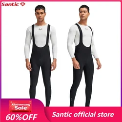 Santic Men's Winter Cycling Bib Pants Keep Warm Windproof Breathable Bicycle Pants Sponge Pad Cycling Pants Reflective M3C04158H