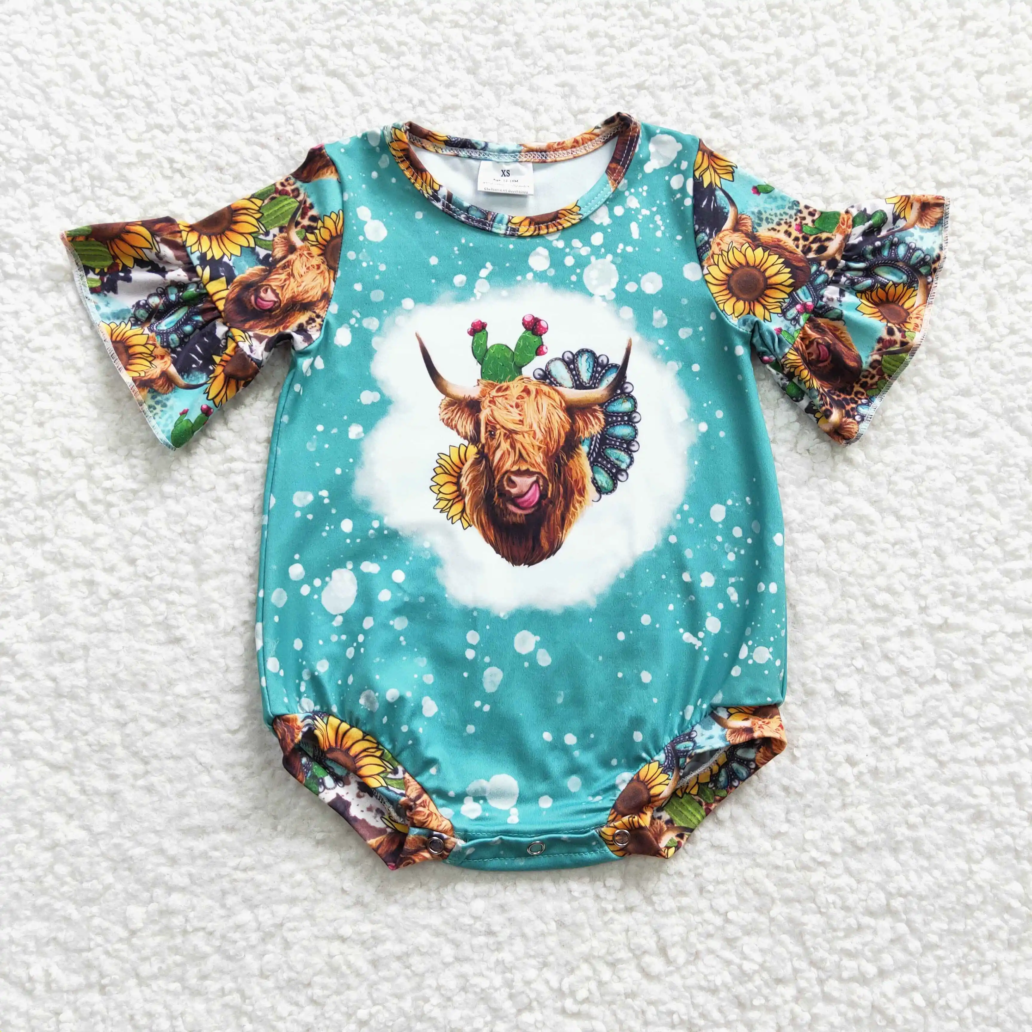 Z801-17 SR0118 Newborn Baby Stuff  Short Sleeve Cow Print Kids Clothes Summer Girl Romper