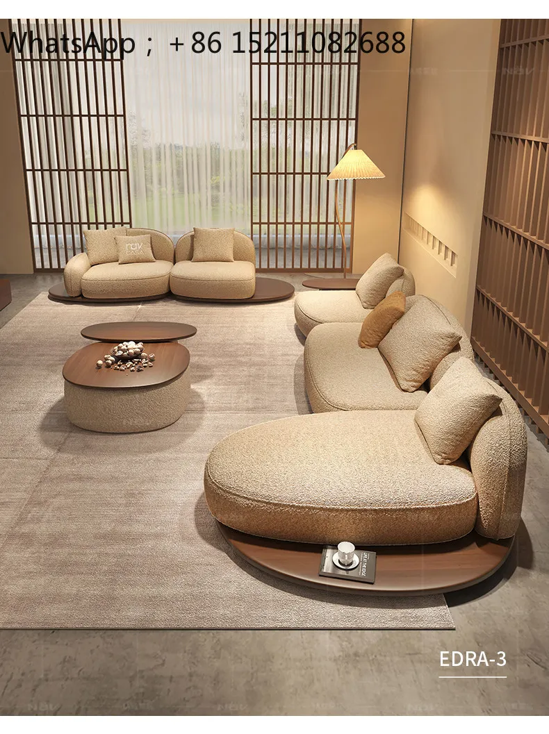 SCY small apartment living room sofa creative three-person log wind furniture modern simple technology cloth sofa