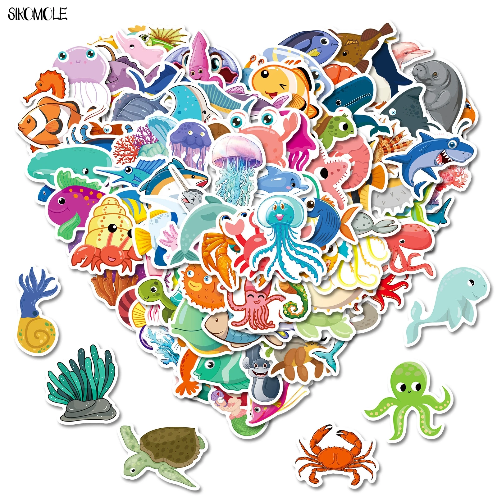 

10/50/100PCS Cute Cartoon Marine Animals Sticker Kawaii For Kid Toys Gift DIY Laptop Luggage Skateboard Graffiti Stickers Decals