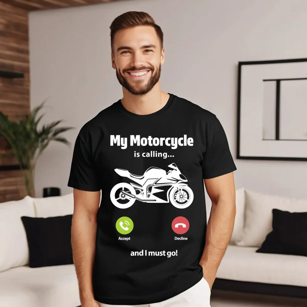 

Printing Short Sleeve Tees Lovers Day Crew Neck All Cotton Men T Shirt My Motorcyc e Is Ca Printing T-Shirt Hip Hop