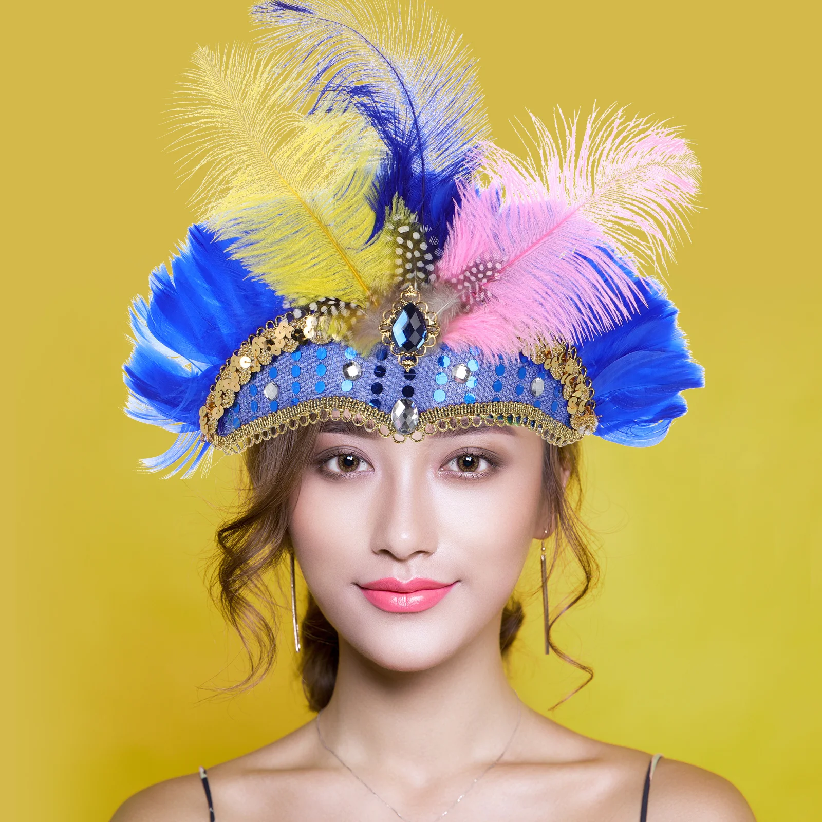 

Headband Colorful Adjustable Halloween Christmas Carnival Headdress Flapper Accessories Mardi Gras Party Hairband