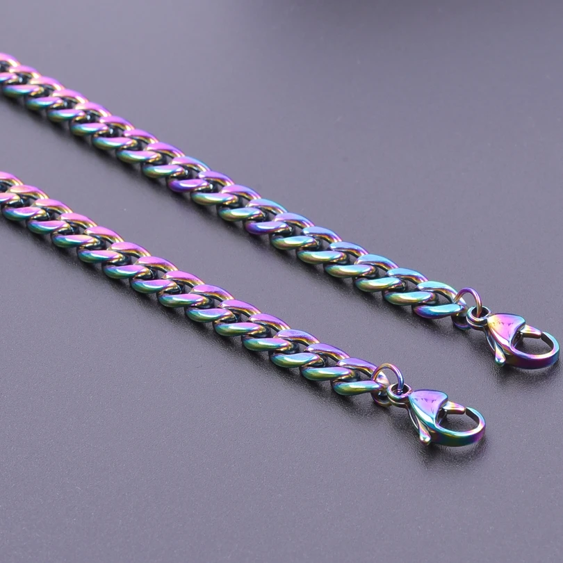 1pcs Thickness6.5mm Stainless Steel Rainbow Color Necklace Chain For Handicrafts Making Material Jewelry Accessories and Parts