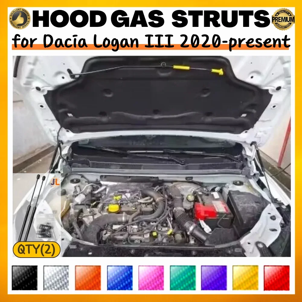 

Комплект (2 шт.) газовых упоров капота для Dacia Logan III / Renault Taliant 2020-наст. время, передние амортизаторы для модификации капота, газовые пружины, подъемные стойки