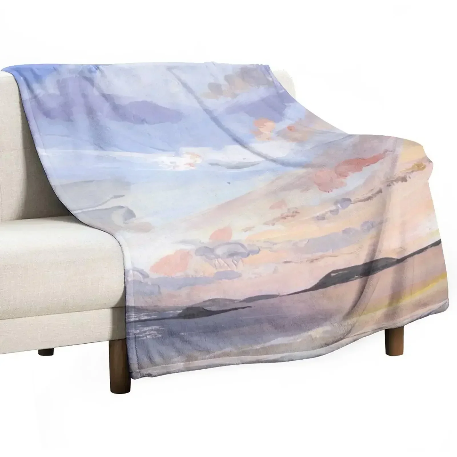 'SUNSET OVER BRYHER', Tresco ISLES OF SCILLY Throw Blanket Blankets For Bed Plush Vintage warm winter Blankets