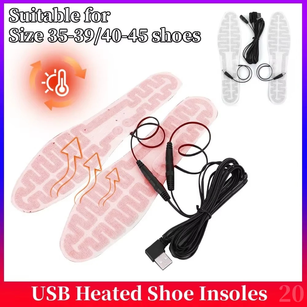 USB Heated Shoe Insoles Foot Warmer Film 10W Electric Foot Warming Pad Winter Outdoor Sports Heating Insoles for Men and Women