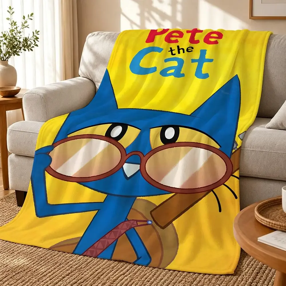 Pete the Cat Throw 240g flannel blanket, suitable for sofas, beds, offices, exquisite gift blankets