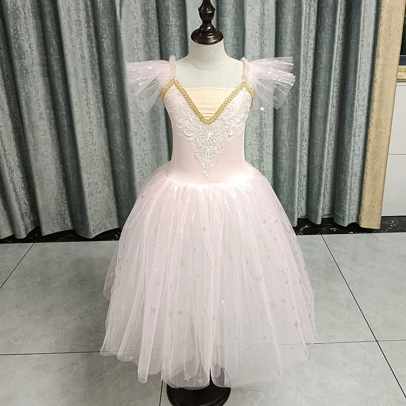 White Pink Long Romantic Ballet Tutu Girl Women Ballet Costume Performance Ballet Dance Dress Girls Tutu Skirts Tulle Dance Wear