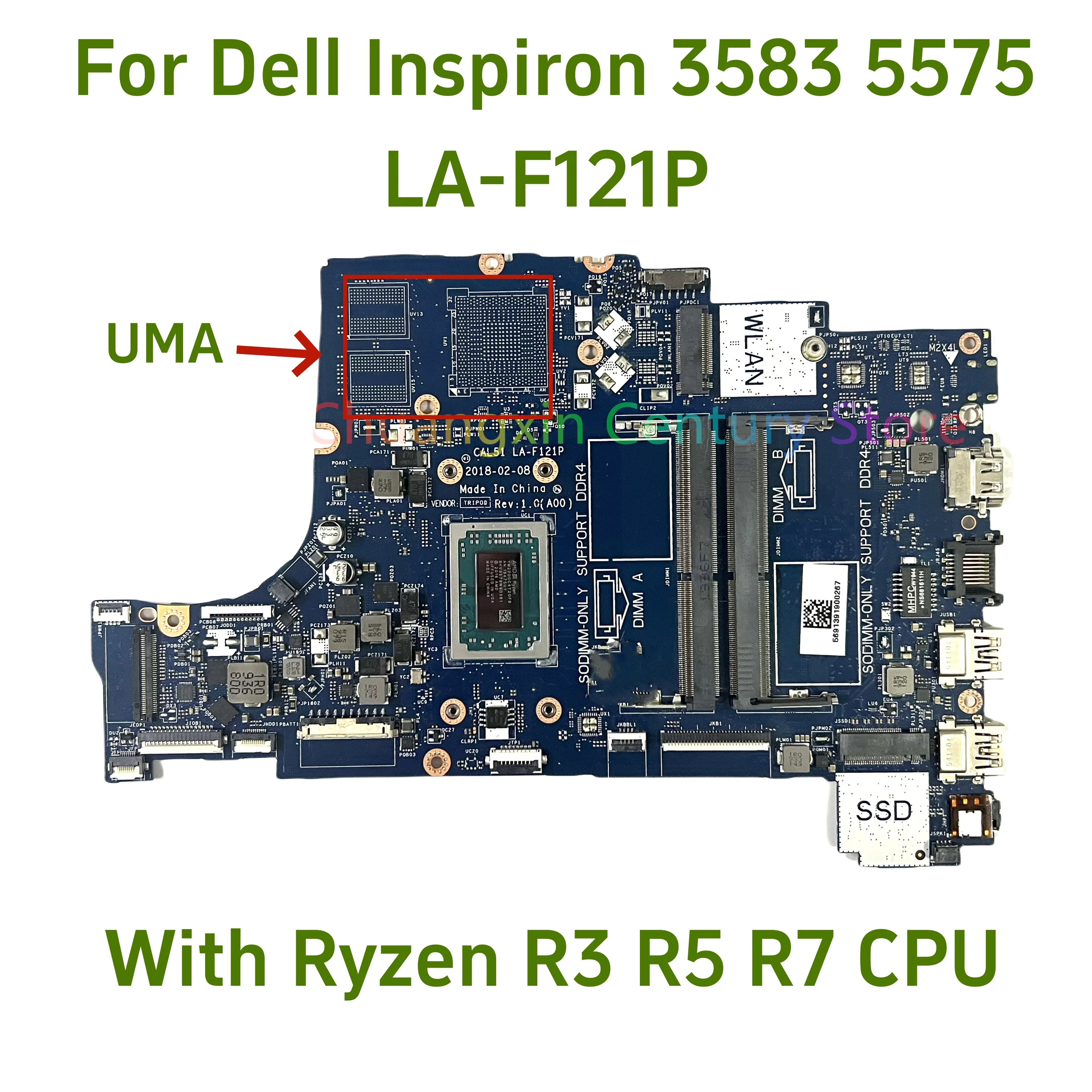 placa mae para dell inspiron 15 5575 3585 17 5775 laptop cn0pv8cv cal51 la f121p com r3 r5 r7 cpu testes 100 01