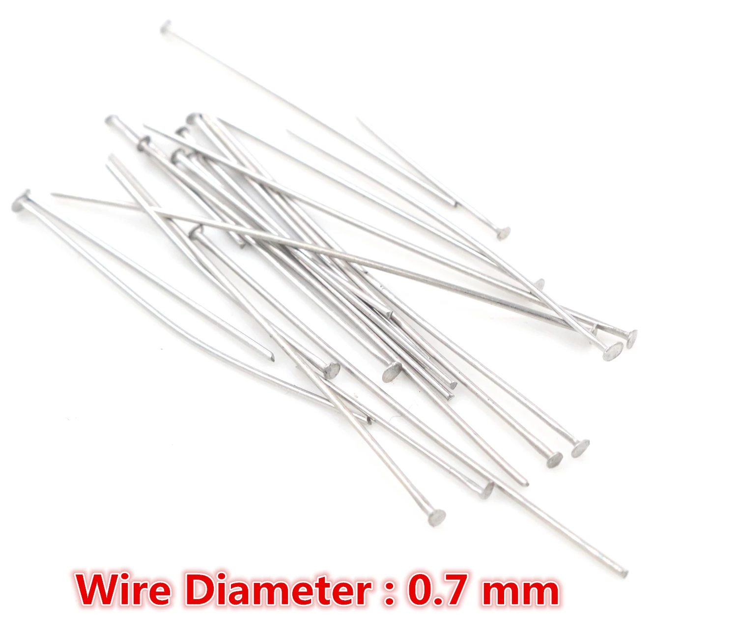 No Fade 100pcs/Lot 20 30 35 40 70 mm Stainless Steel Flat Head Pin Findings Headpins For Jewelry Making DIY Supplies Accessories