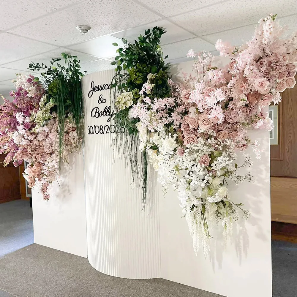 Wedding Stage Party Decoration Flower Rows Arch White Rectangular PVC Backdrop Stand