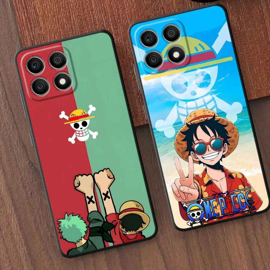 Funda de teléfono suave negra para Honor X6 X5b 70 90 X9a X7 Magic5Lite X8 8X 200 400 Lite One Piece Luffy lindo logotipo