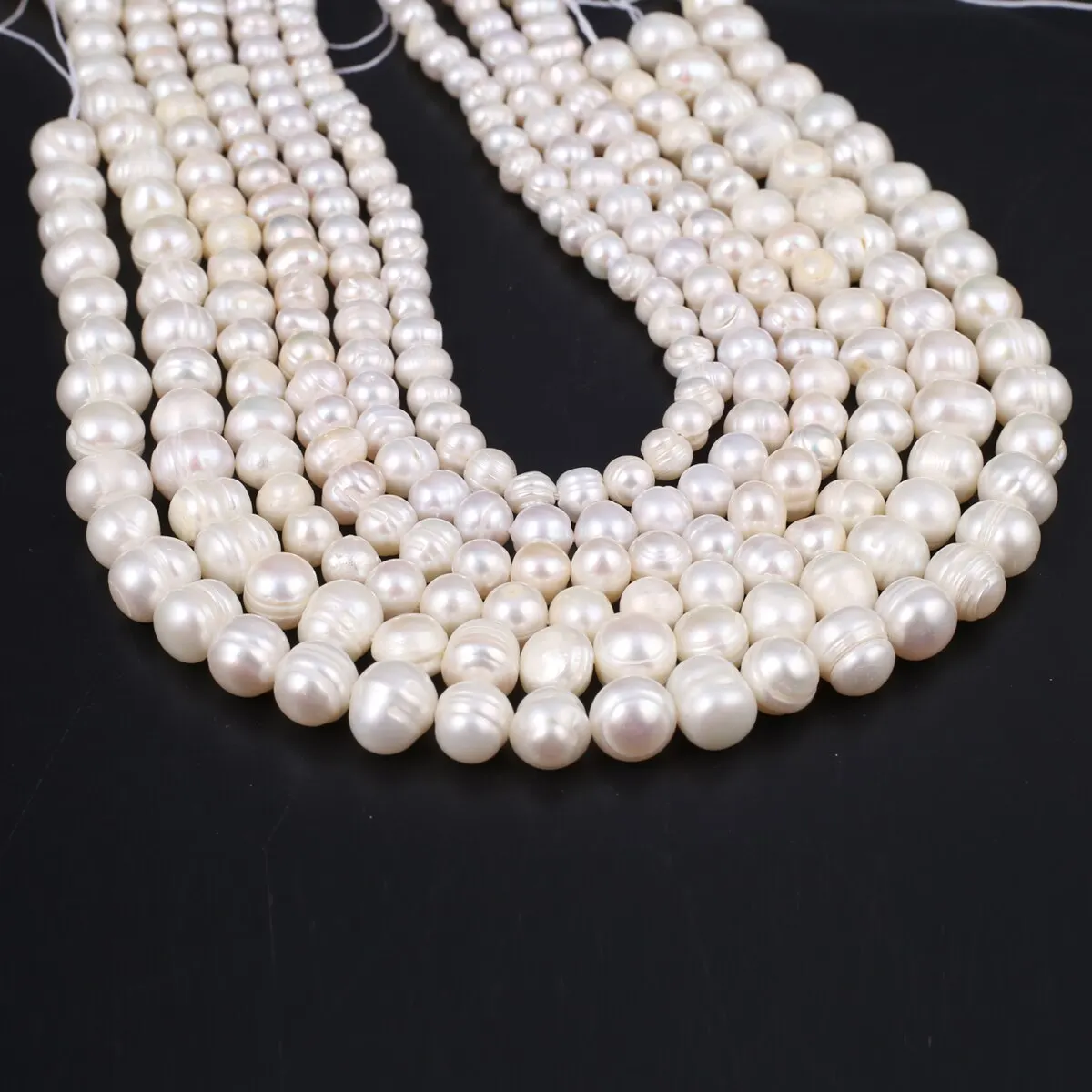 White Natural Freshwater Pearls Beads Size 5-6mm 6-7mm Nearly Round Loose Spacer Beads for Jewelry Making DIY Necklace Bracelet