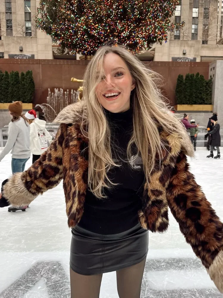 

Короткое пальто из искусственного меха с леопардовым принтом, женская модная лоскутная куртка с шикарным воротником и длинными рукавами, женская зимняя повседневная уличная верхняя одежда