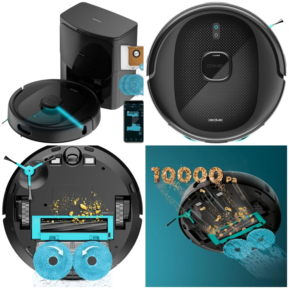 Robot Aspirador Conga 9990 AI, 10.000 Pa, Navegación Láser, Autovaciado, Aplicación, 240 min Autonomía
