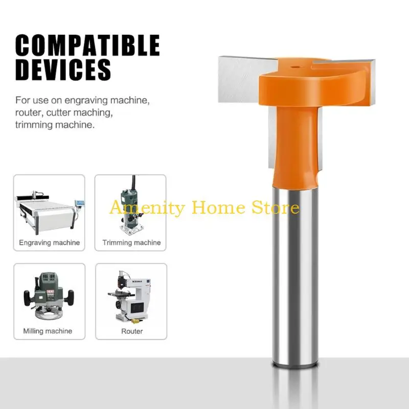 F26C T Track Slotting Router Bit Router Bit 8mm Schank metalen frezen Cutter voor houtgraving Tool T Slot Cutter Accessoires