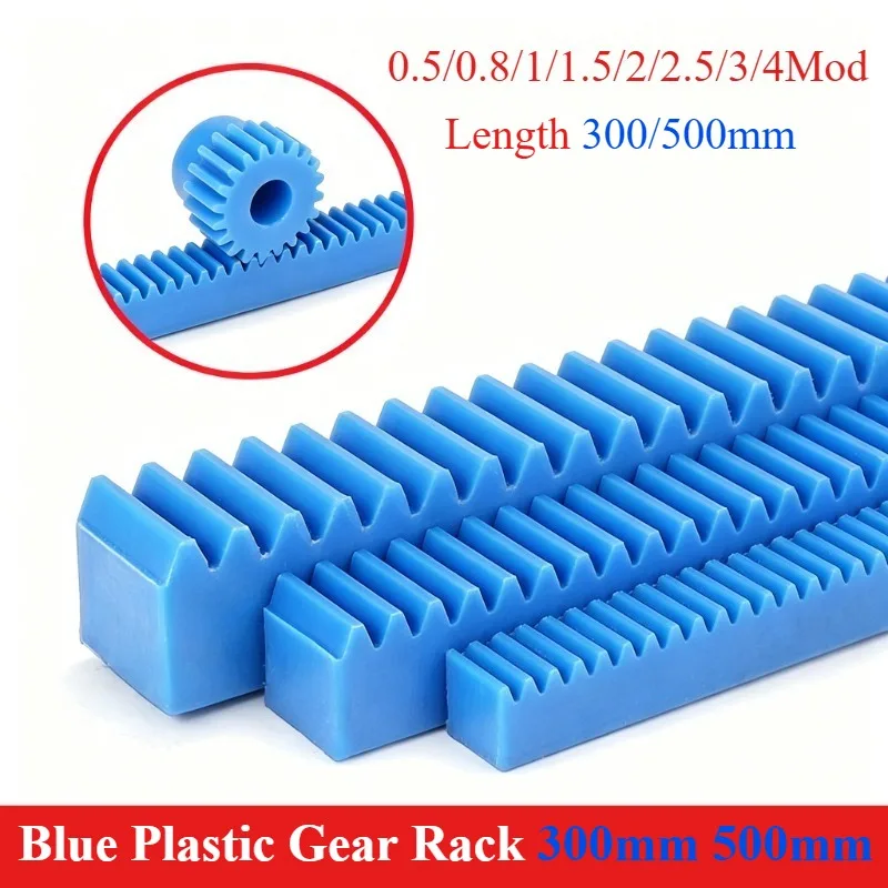 1pcs Blue Plastic Spur Rack 0.5/0.8/1/1.5/2/2.5/3/4 Module Straight Teeth Drive Rack Length 300/500mm 10x10-40x40 Spur Gear Rack