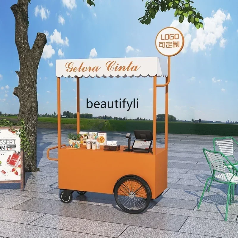 

Dining Car beautiful Very pretty High end fashion art Stall Float Stall Iron Vending Car Outdoor Mobile Snack Stall Car