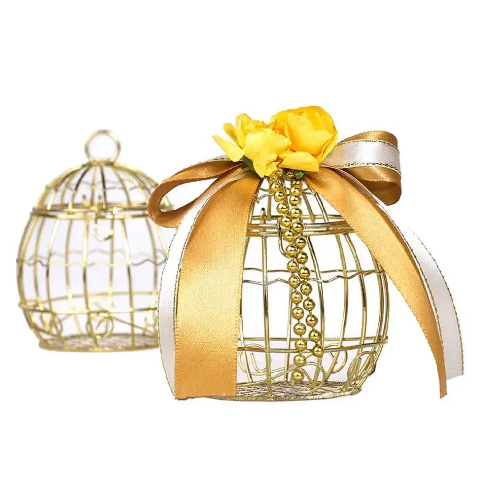 Mini jaula hueca Vintage para pájaros, cajas de dulces y Chocolate, caja de regalo para recuerdo de Baby Shower para invitados, decoración de fiesta de recuerdo de cumpleaños