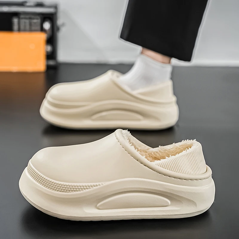 موضة جديدة نعال من القطن الرجال شتاء دافئ المنزل أحذية قطنية مقاوم للماء حذاء للحديقة داخلي الانزلاق على أحذية موجزة