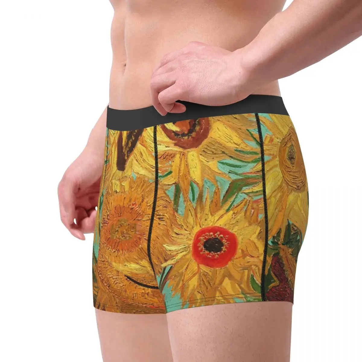 Vincent Van Gogh – Boxer pour Homme, sous-vêtement respirant avec douze tournesols, culotte, nouveauté