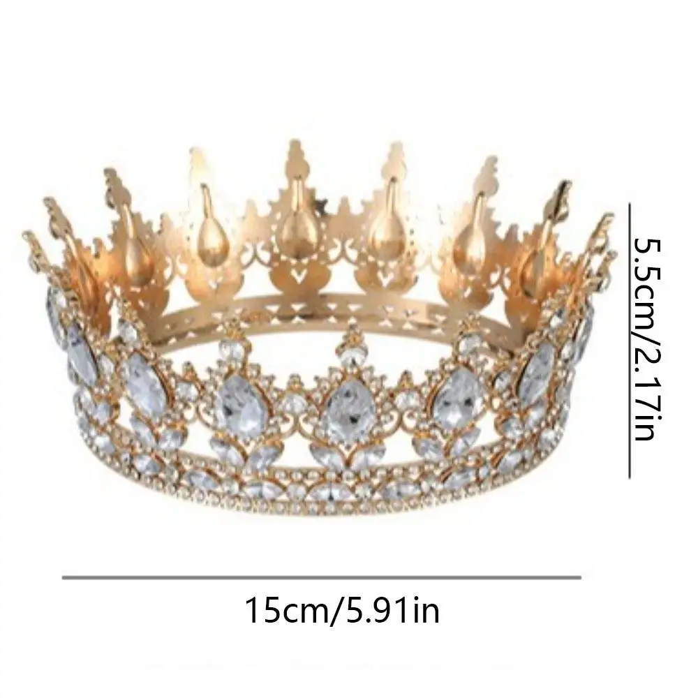 حجر الراين الباروك تماشا التيجان كعكة الزينة الفاخرة كريستال الملكة الأميرة تيارا أغطية الرأس جولة كريستال كعكة توبر