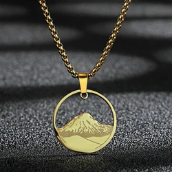Kinitial Stainless Steel Ararat Pendant Necklace For Women Men Charm Mountain Hill Engagement Jewelry Gift