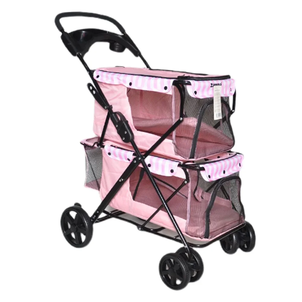 Twins Pet Cat Carrier passeggino pieghevole doppio passeggino Pull Cart a quattro ruote Shock Dog Transporter Bags Travel BL04 Pet Carrier