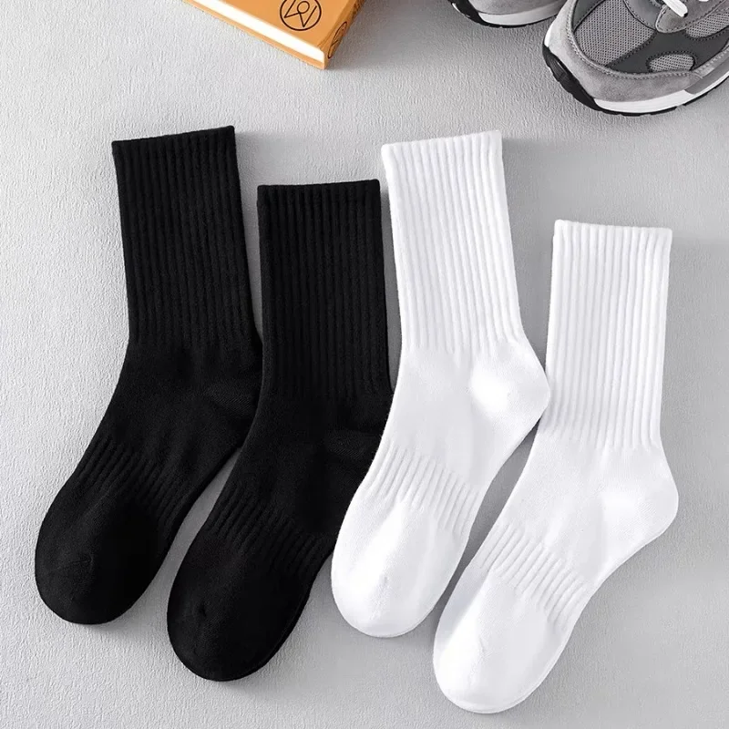 

Fashion Cotton Socks Men Breathable Casual Solid Color Striped Autumn Winter Sweat-absorbing Deodorant Mid-tube Stockings