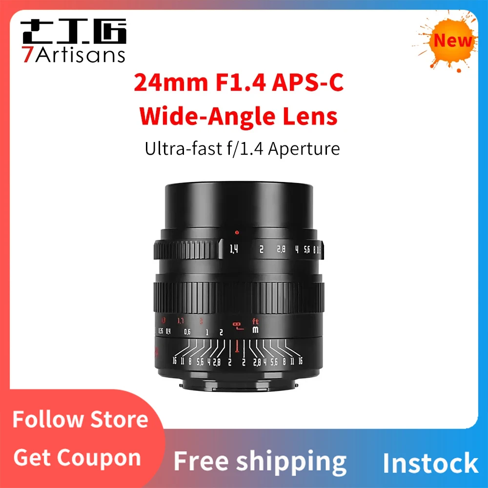 7artisans 24mm F1.4 APS-C Wide-angle Large Aperture Humanities Primes Lens For Sony E Canon EOS-M Canon RF FUJIFX M4/3 NIKON Z