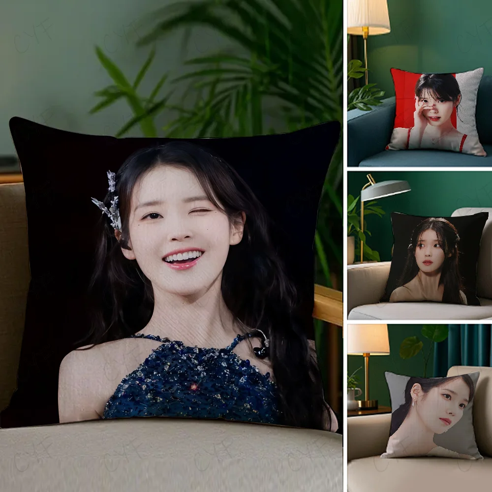

korean singer iu singer iu Pillow Case Anti-dustmite Pillow Invisible zipper silky short plush Sofa cushion cover
