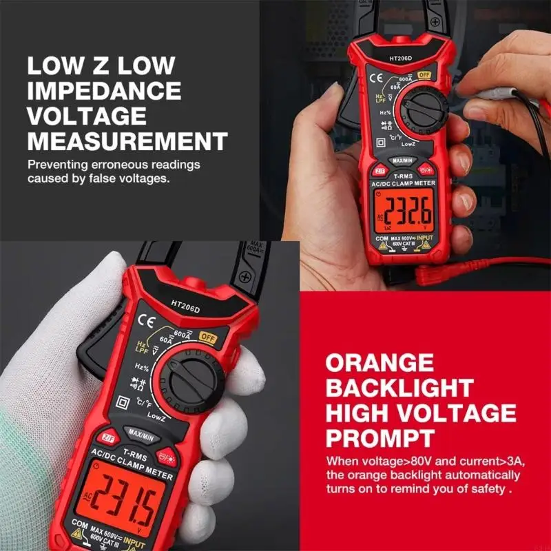 HT206D Digital Clamp Meter Tester لاختبار وصيانة الدوائر الفعالة 634A