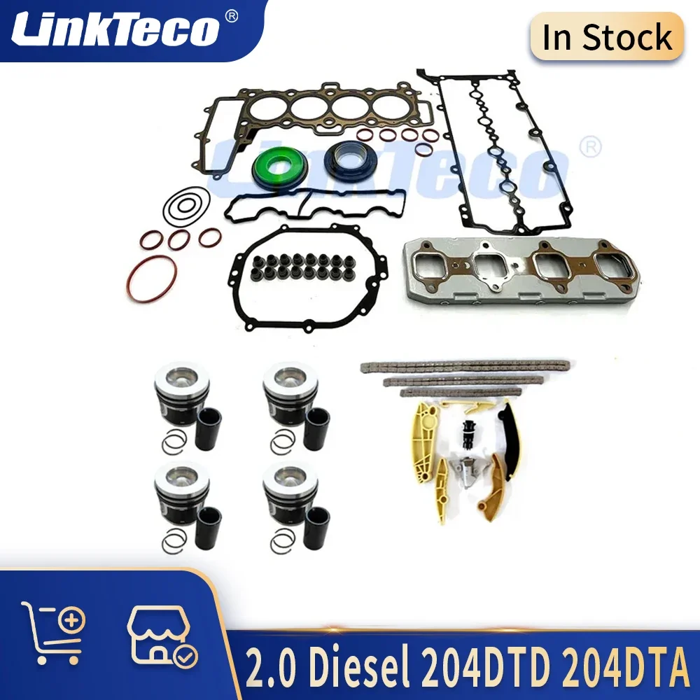 

Engine Full Gasket kit Timing Chain Kit Piston & rings Fit 2.0 L DIESEL 204DTD 204DTA For LAND ROVER EVOQUE