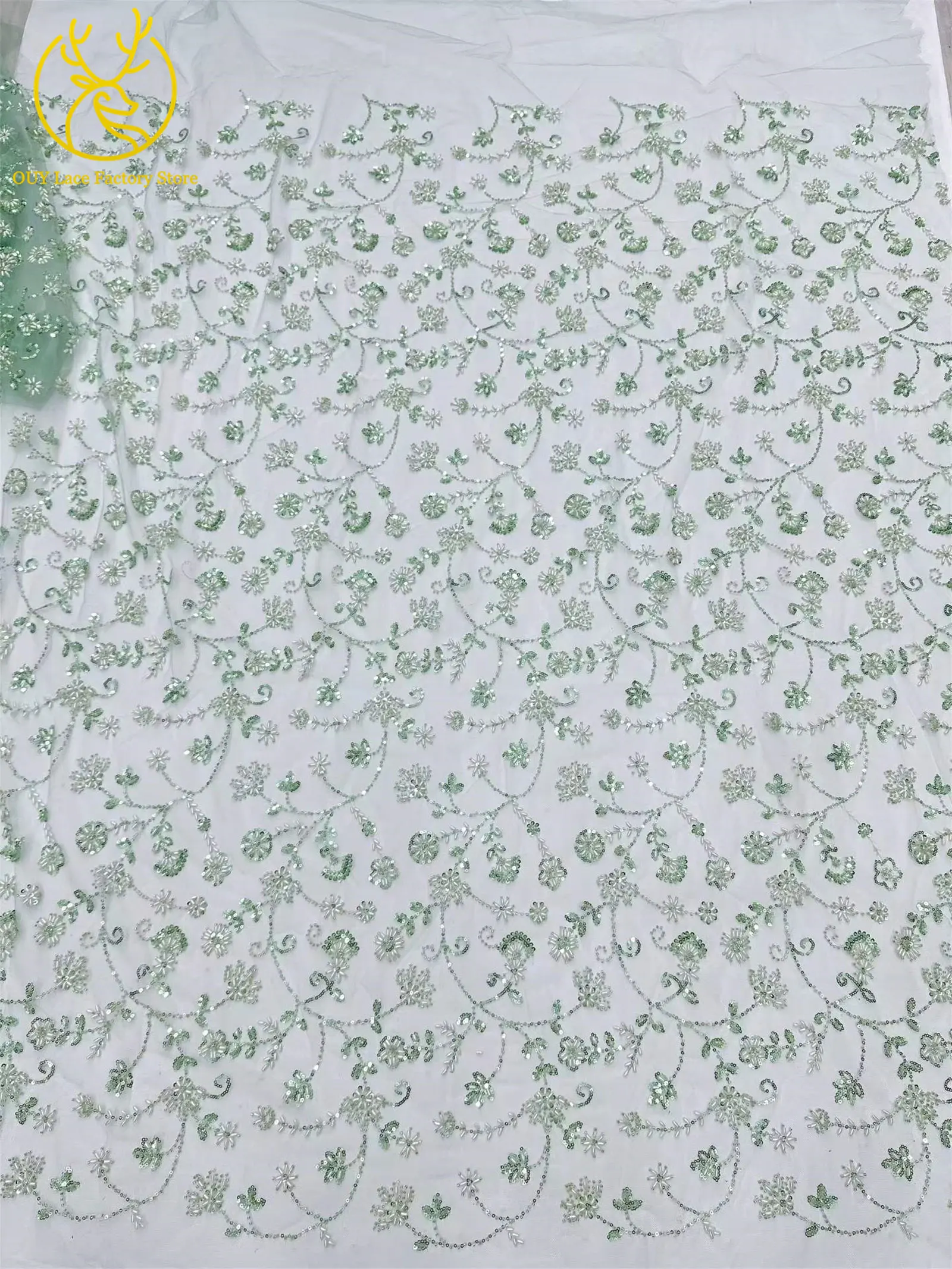 Königsblauer luxuriöser handgefertigter Perlen-Spitzenstoff, 5 Yards, hochwertiger französischer Tüll-Pailletten-Spitzenstoff für Party- und Hochzeitskleider – Detail 11