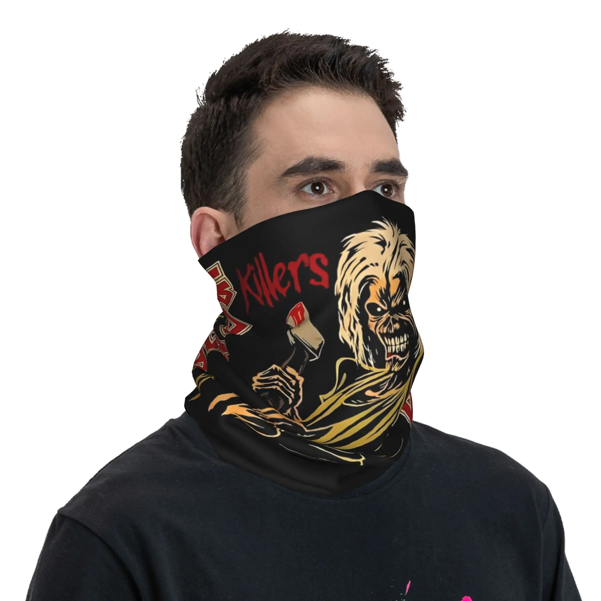 Iron Heavy Metal Maidens  Bandana Neck Gaiter Printed Balaclavas Face Scarf Warm Headwear Outdoor Sports for Men Women Adult