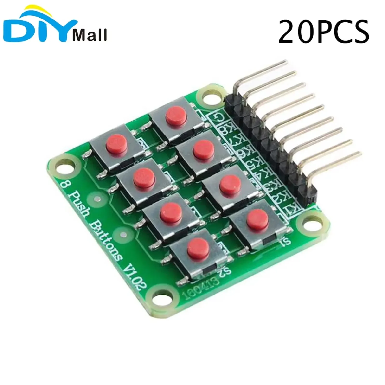 20 peças 8 botões micro placa de interruptor 2x4 teclado de expansão v1.02 v1.00 para arduino avr pic 4x2 teclado matriz